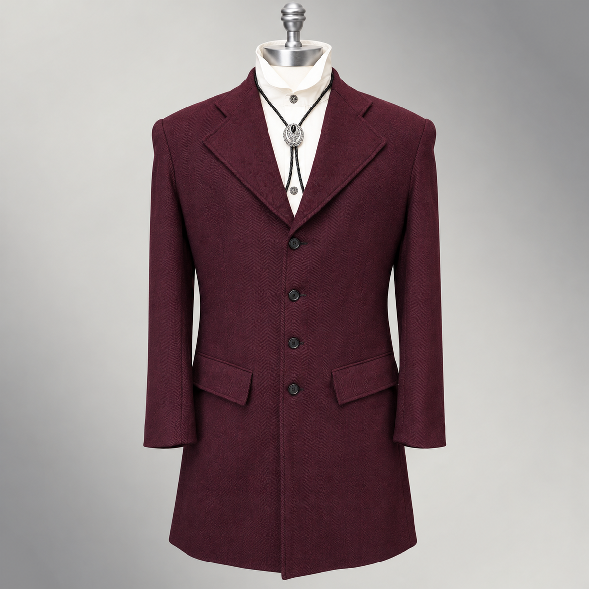 The Garnet Herringbone Wool Frock Coat (189-D)
