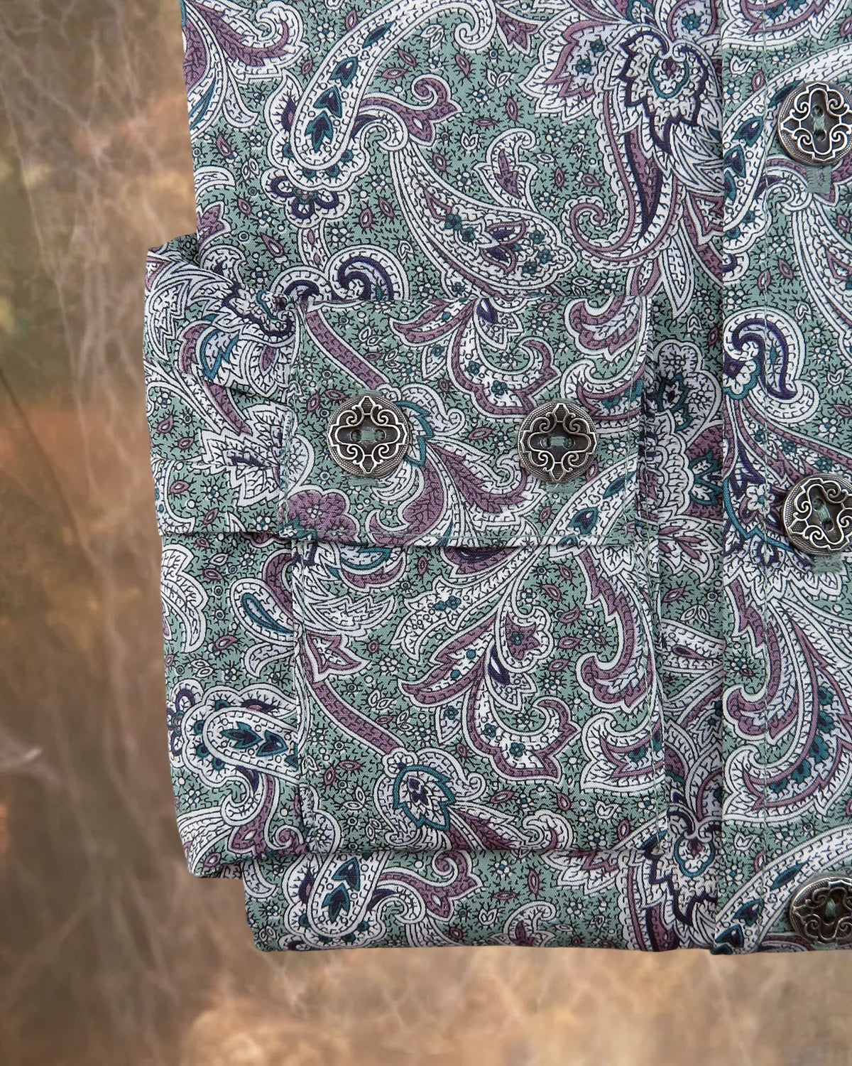 Durango Paisley in Green and Dusty Purple Men's Dakota Shirt