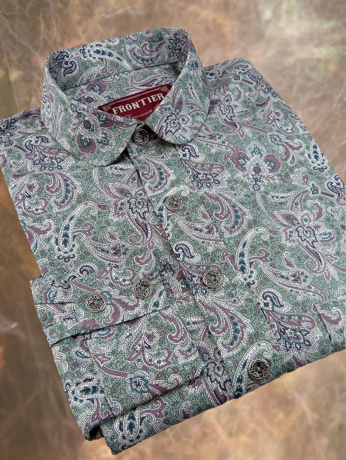 Durango Paisley in Green and Dusty Purple Men's Dakota Shirt