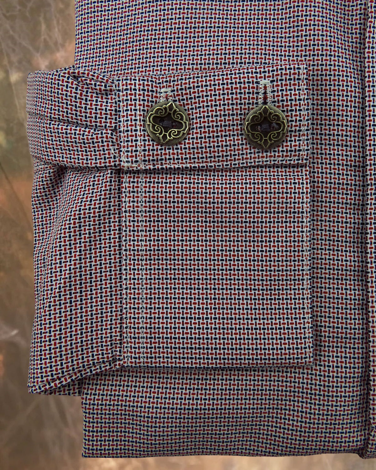 Red and Blue Basketweave Print Men's Dakota Shirt