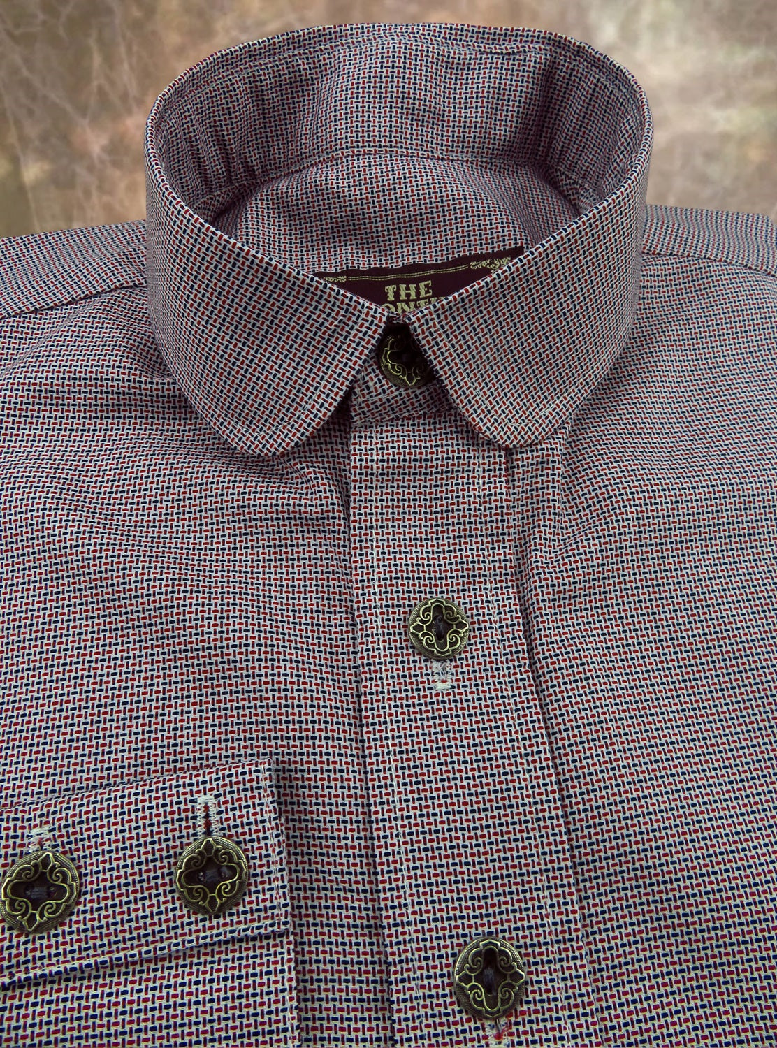 Red and Blue Basketweave Print Men's Dakota Shirt