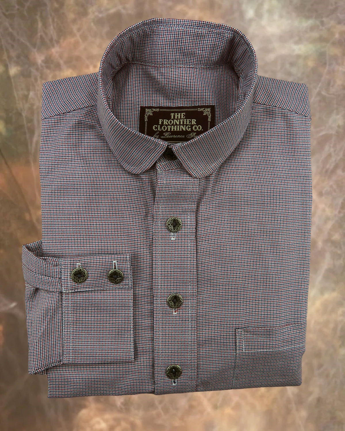 Red and Blue Basketweave Print Men's Dakota Shirt