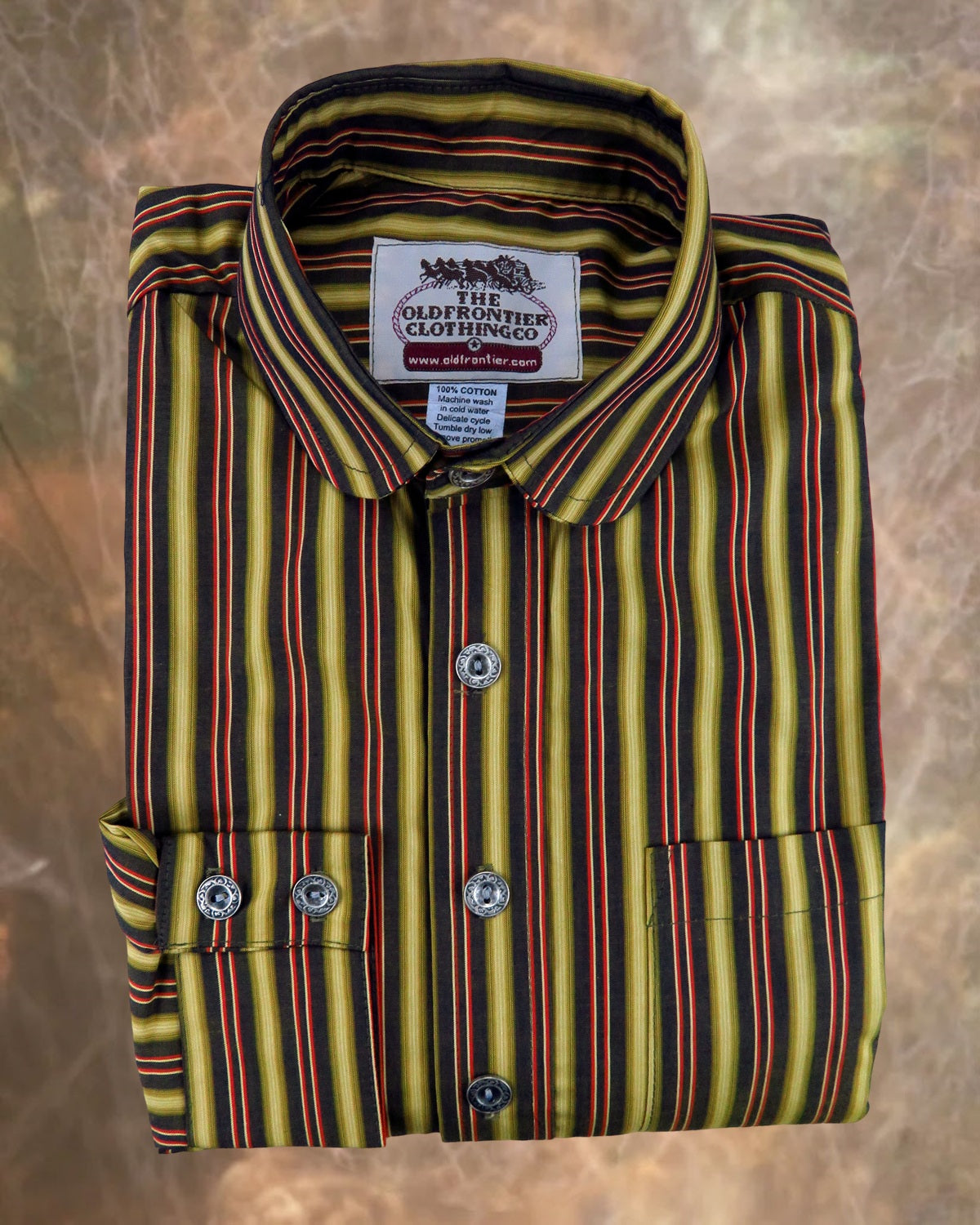 Carpenter Stripe Red, Black and Olive Men's Dakota Shirt FRONTIER Carpenter Stripe Red, Black and Olive Men's Dakota Shirt FRONTIER