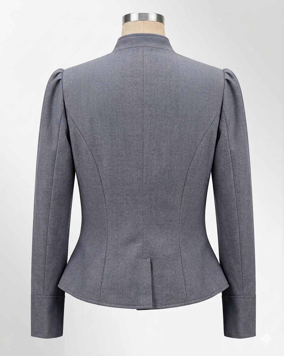 Women's Victoriana Peplum Coat – Grey Slate Wool