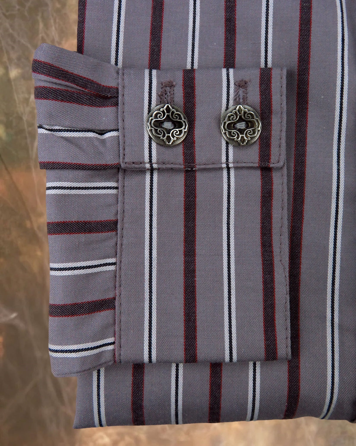Grey and Rust Stripe Men's Dakota Shirt