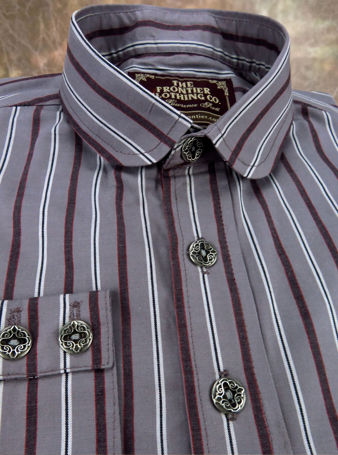 Grey and Rust Stripe Men's Dakota Shirt