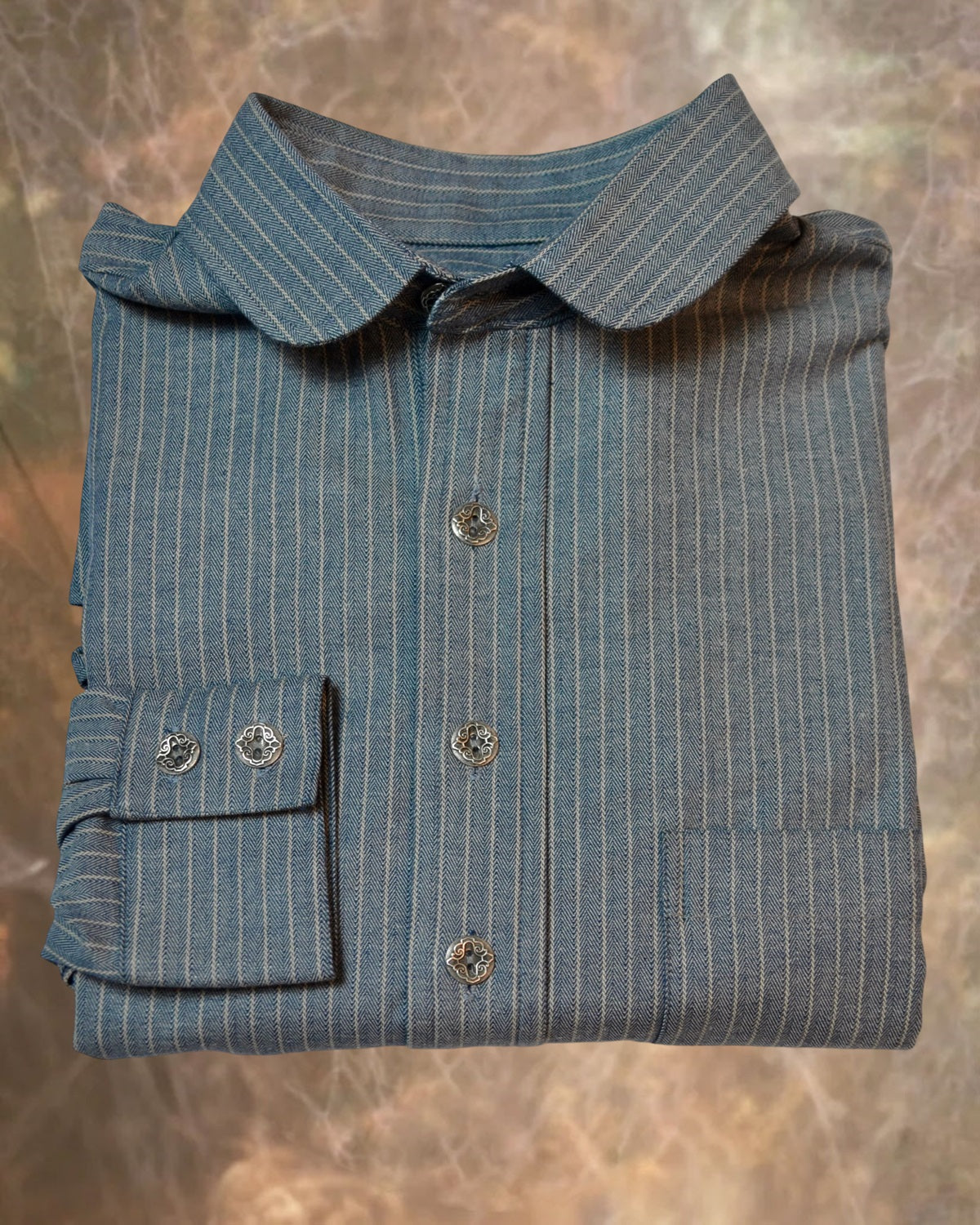 Slate Blue Herringbone Stripe Men's Dakota Shirt