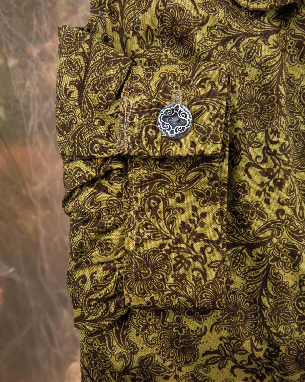 Dark Tan Floral Print Men's Victorian Shirt