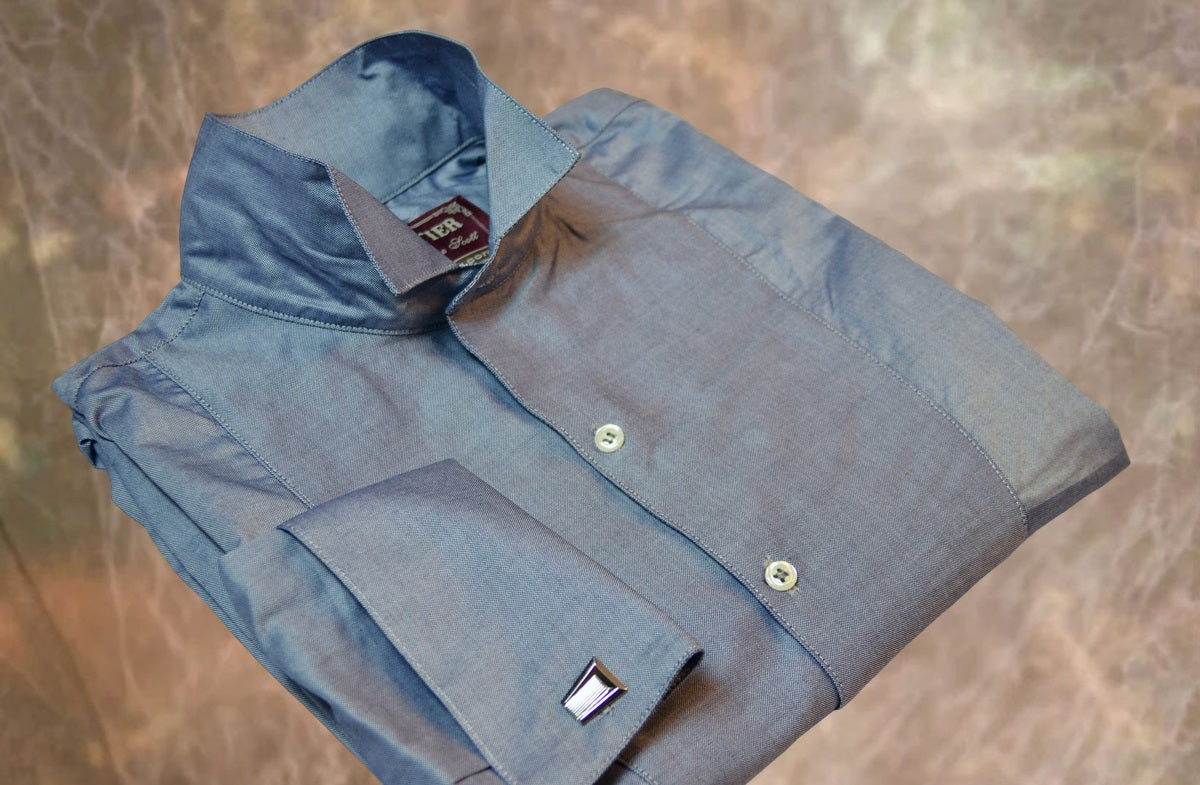 Pinpoint Oxford Blue Men's Tuxedo Shirt