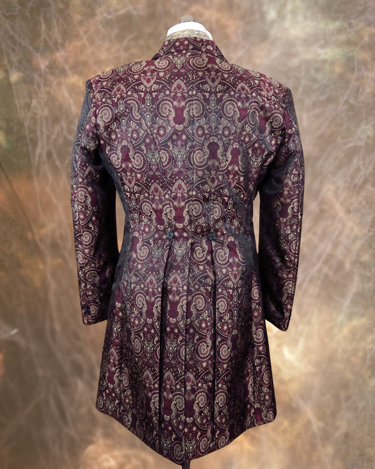 Men's Burgundy Brocade Frock Coat