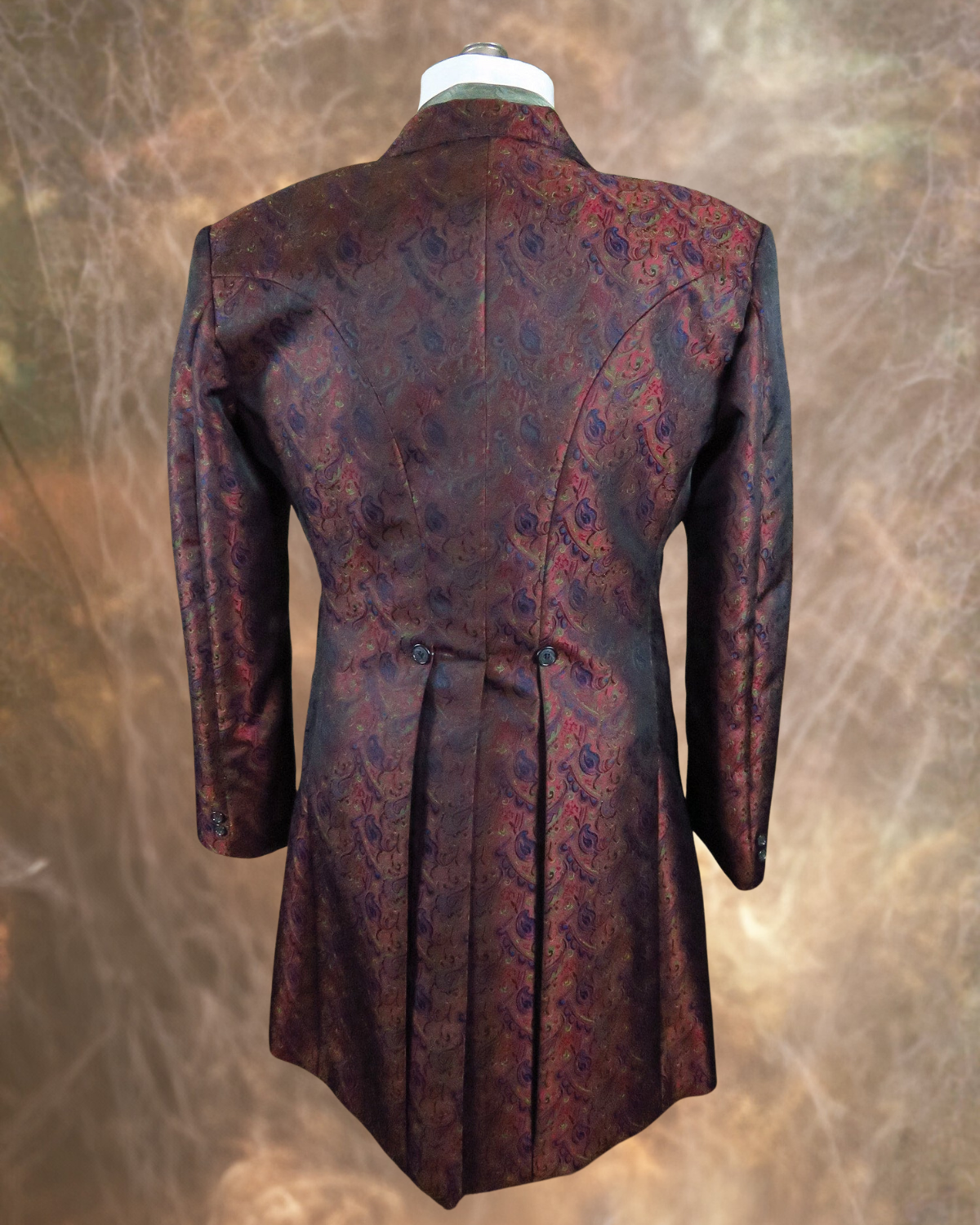 Men's Rust Brocade Frock Coat - Red, Blue, Green - RBG