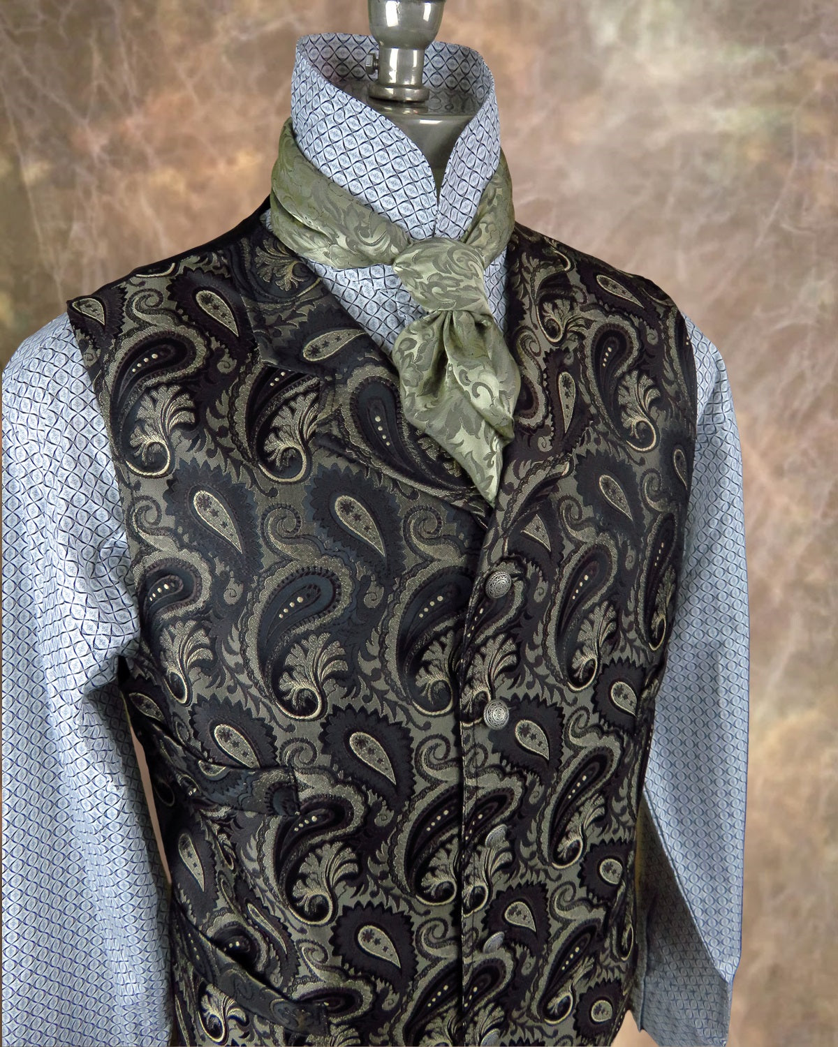 Men's Brocade Vest - Brown Paisley