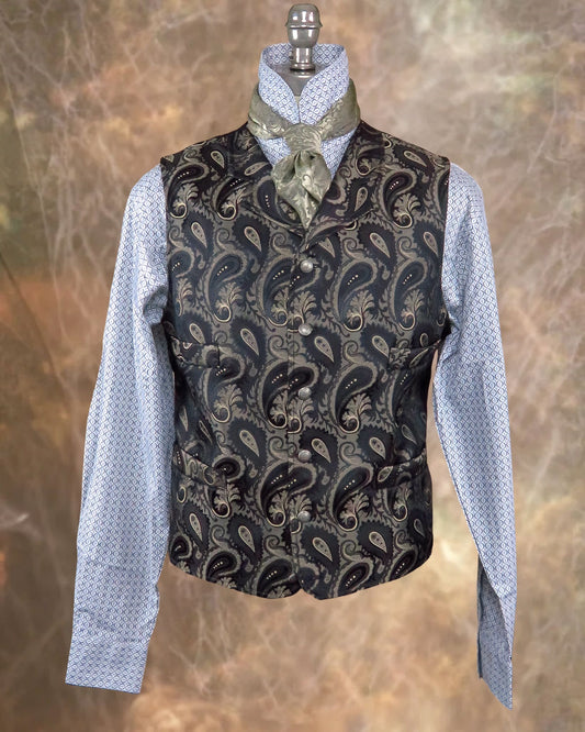 Men's Brocade Vest - Brown Paisley