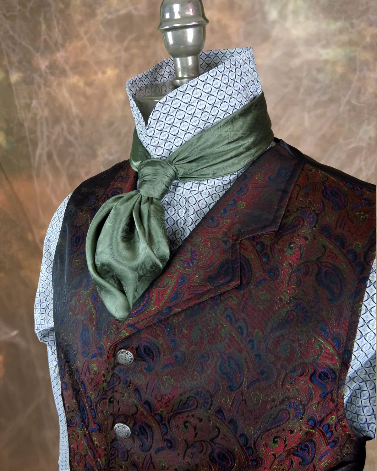 Men's Brocade Vest - Rust Blue Green - RBG
