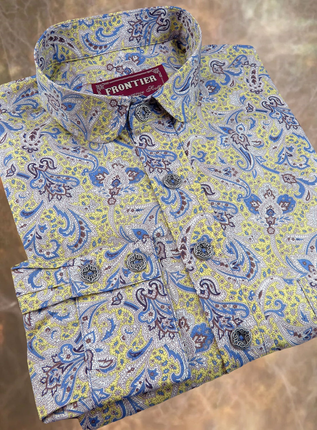 Durango Paisley in Yellow and True Blue Men's Dakota Shirt