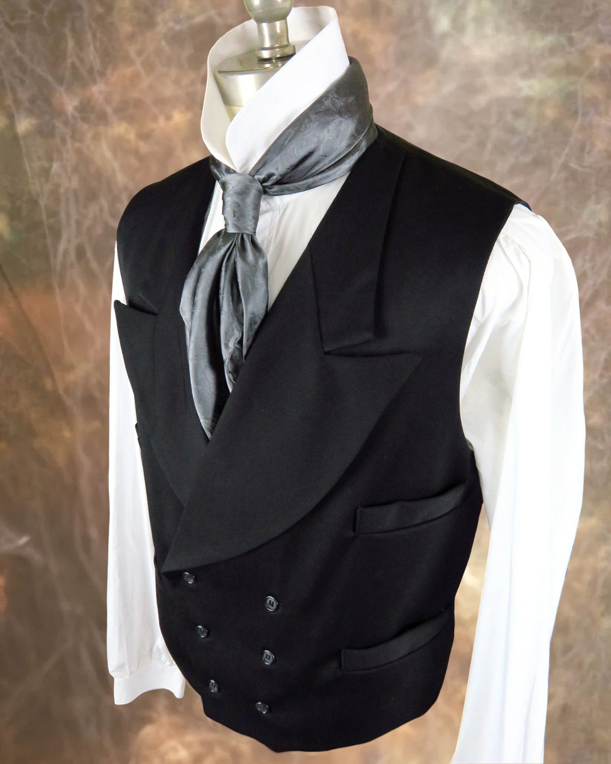 Men's Double Breasted Vest - Black