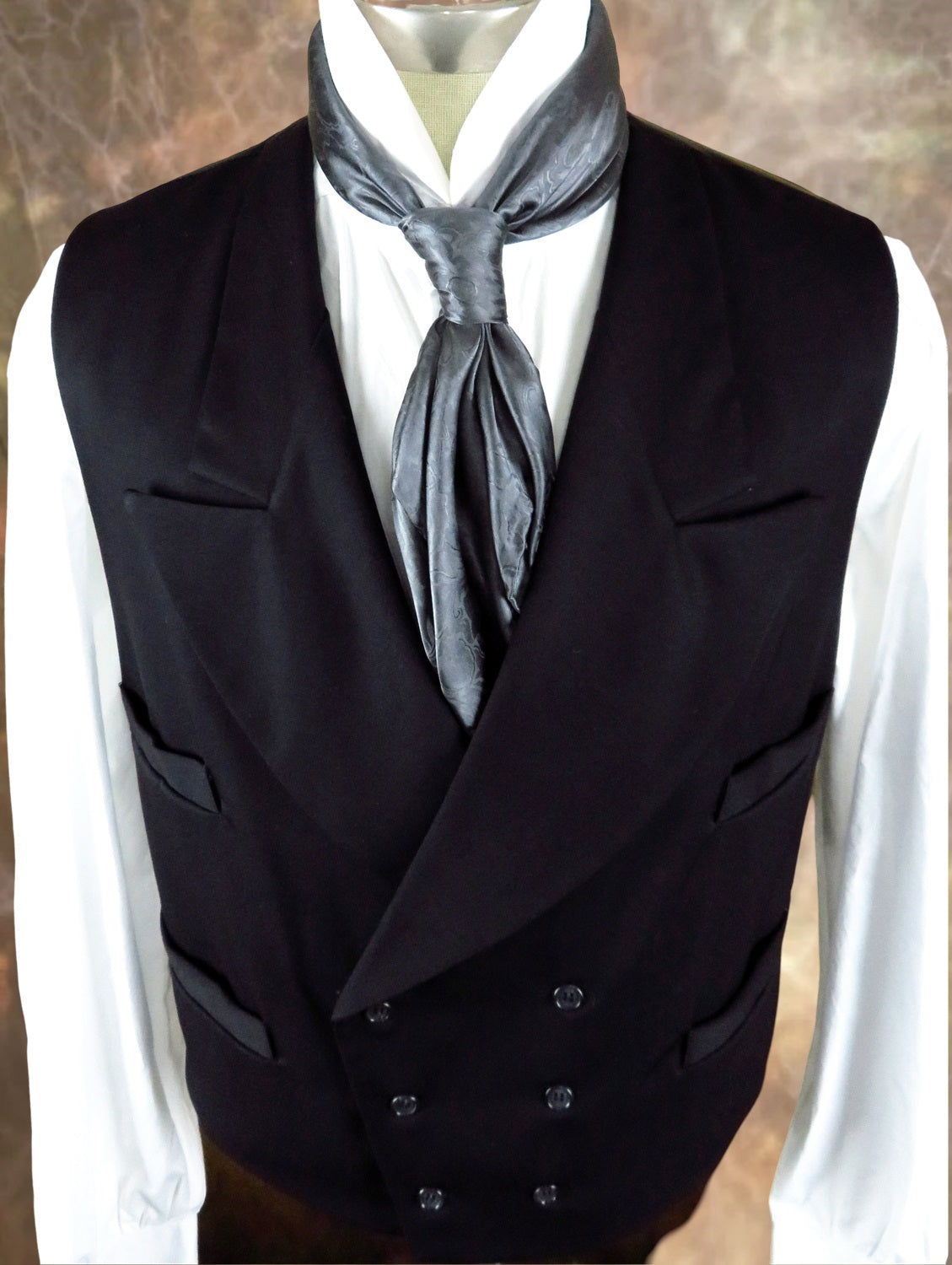 Men's Double Breasted Vest - Black