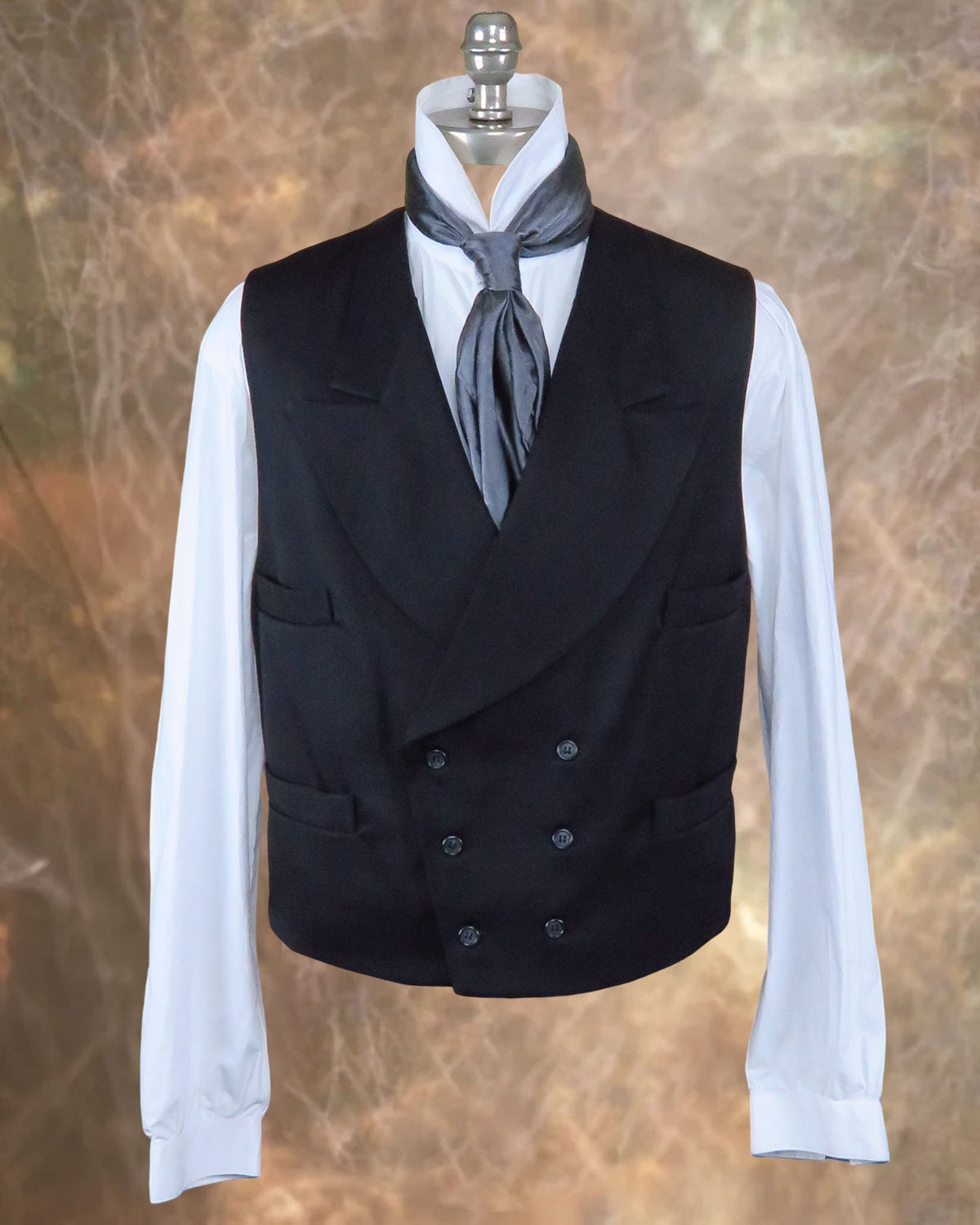 Men's Double Breasted Vest - Black