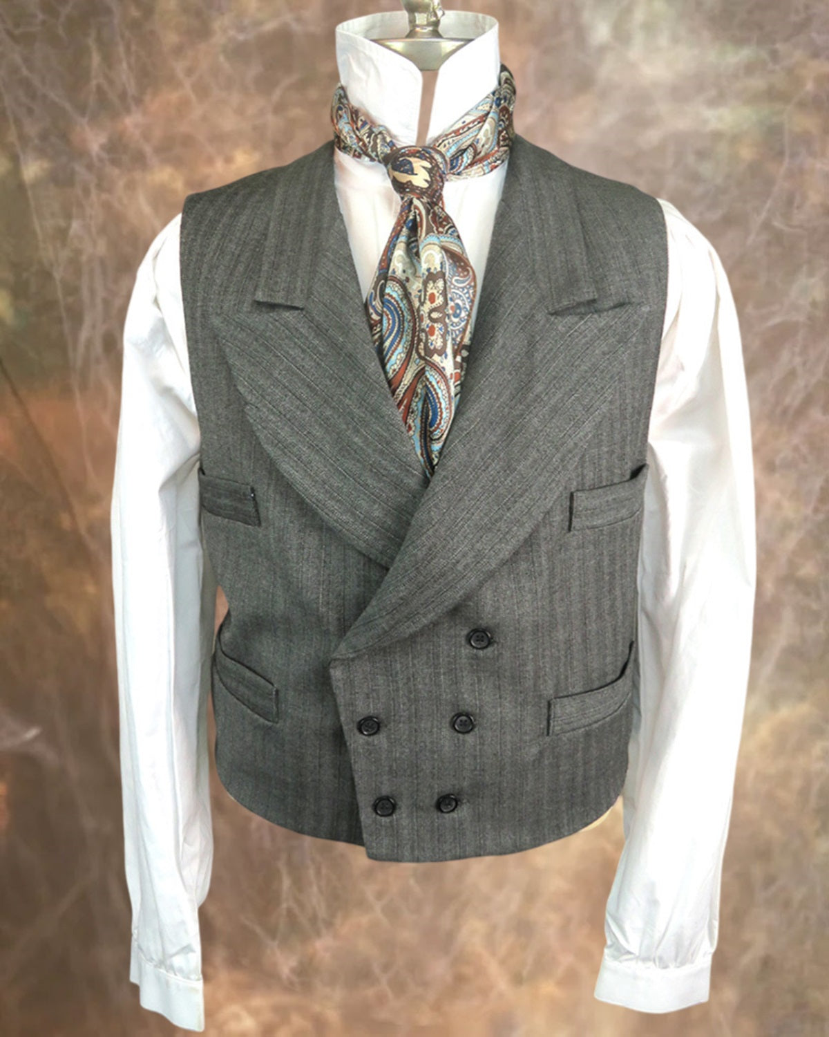 Men's Vest Pattern Double Breasted Shawl Collar Vest Men's