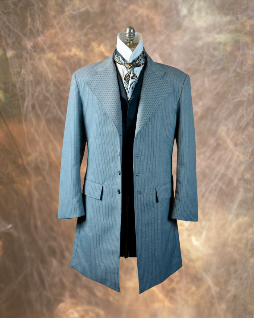 Men's Light Grey Morning Stripe Wool Frock Coat 50 Men's Light Grey Morning Stripe Wool Frock Coat 50