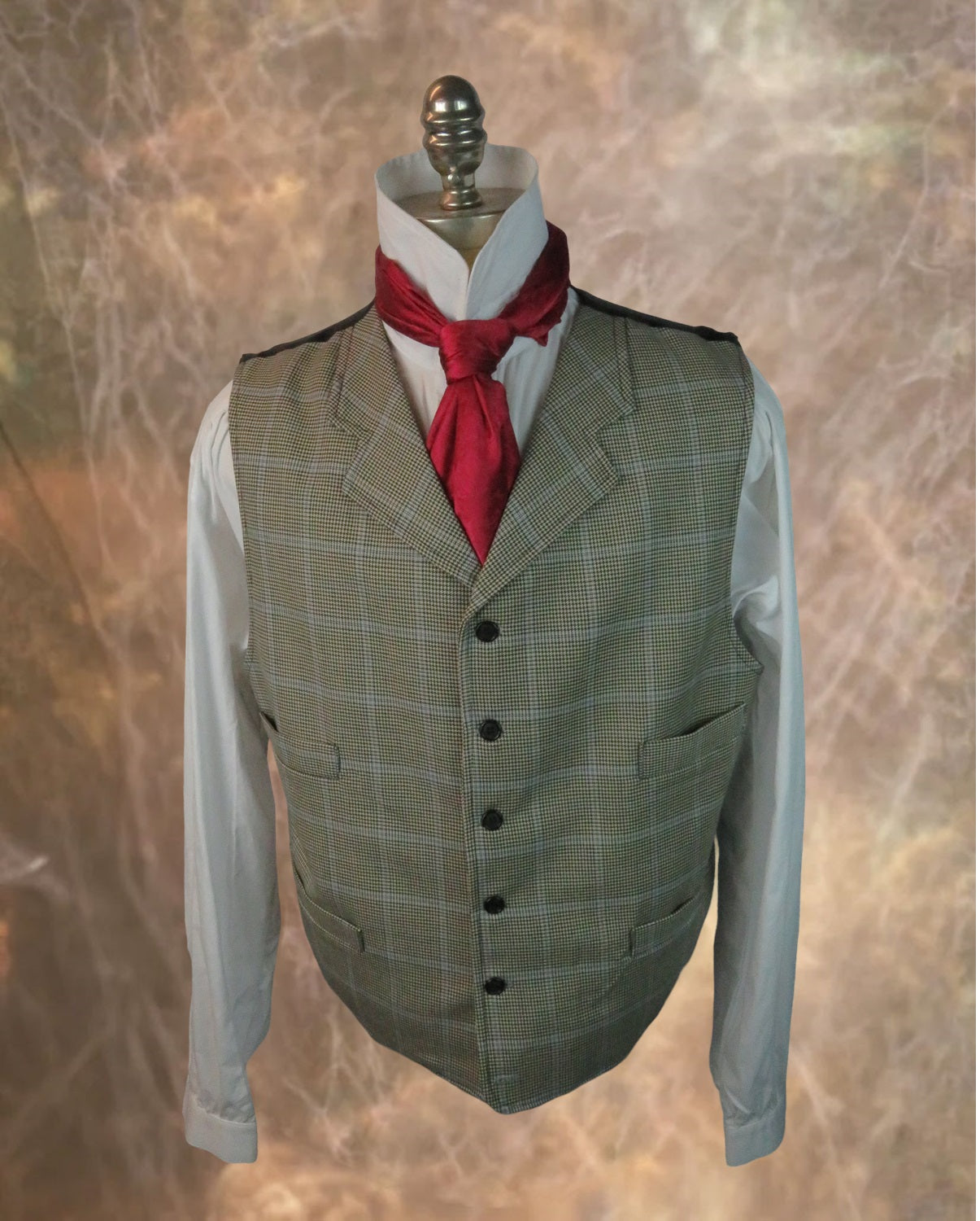 Men's Notch Vest - Black Mini Houndstooth with Sky Blue 699