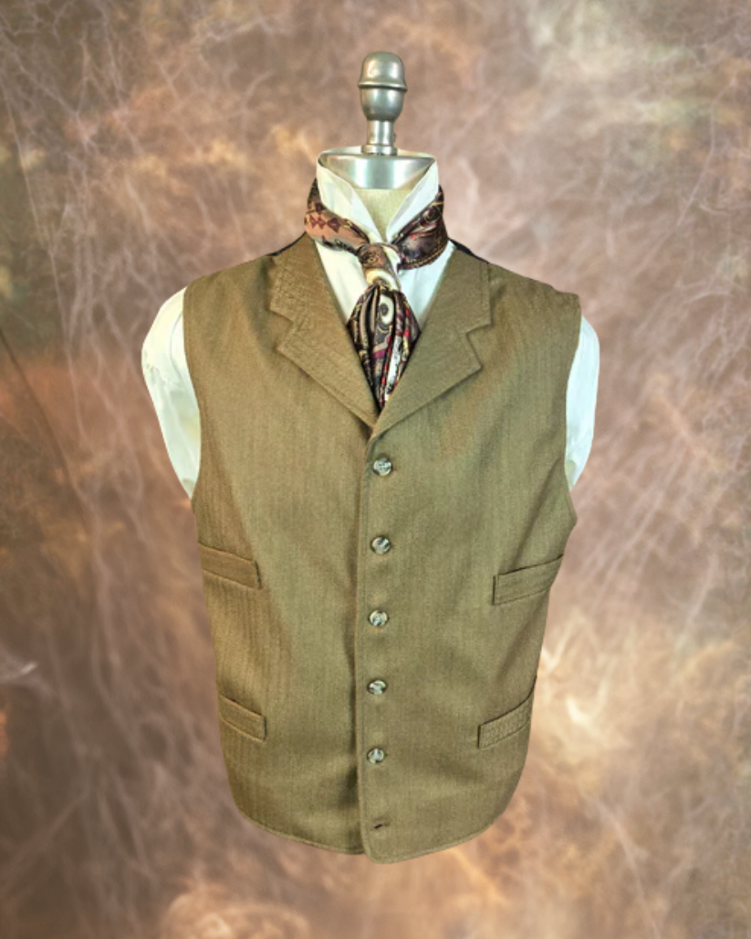 Men's Notch Vest - Light Tan Cashmere Wool Blend Herringbone 694