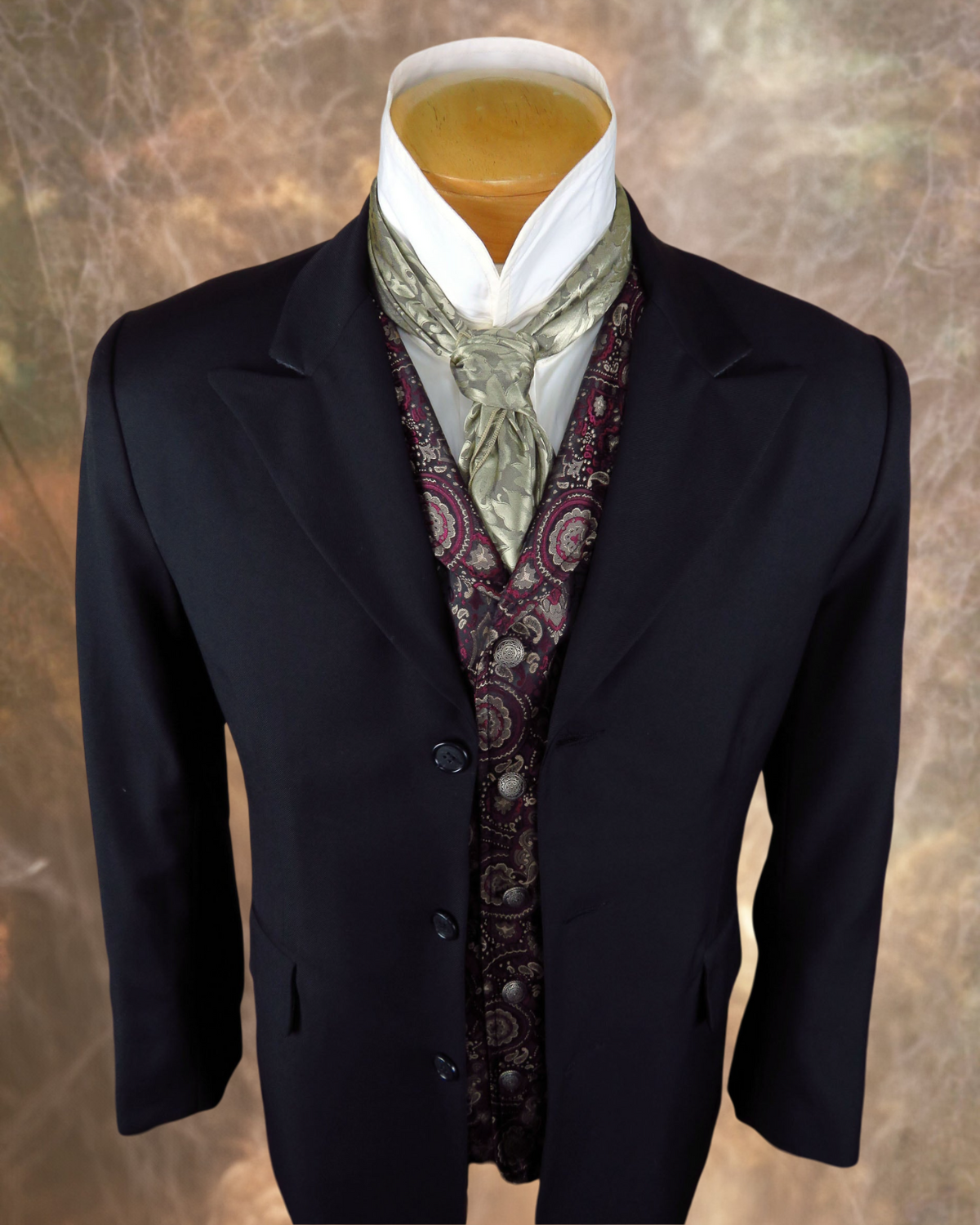 Men's Town Coat - Black Gabardine Wool