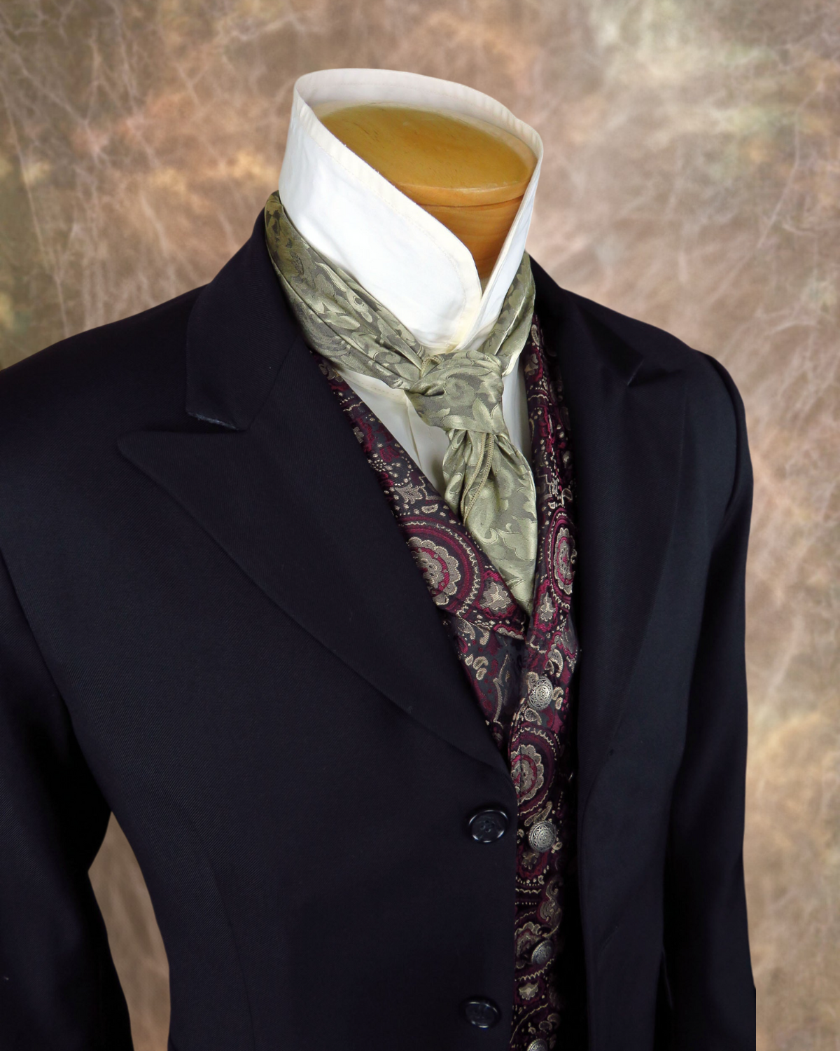 Men's Town Coat - Black Gabardine Wool