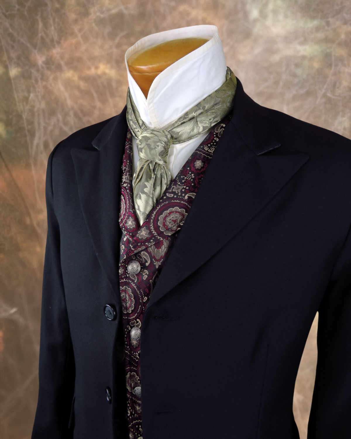 Men's Town Coat - Black Gabardine Wool