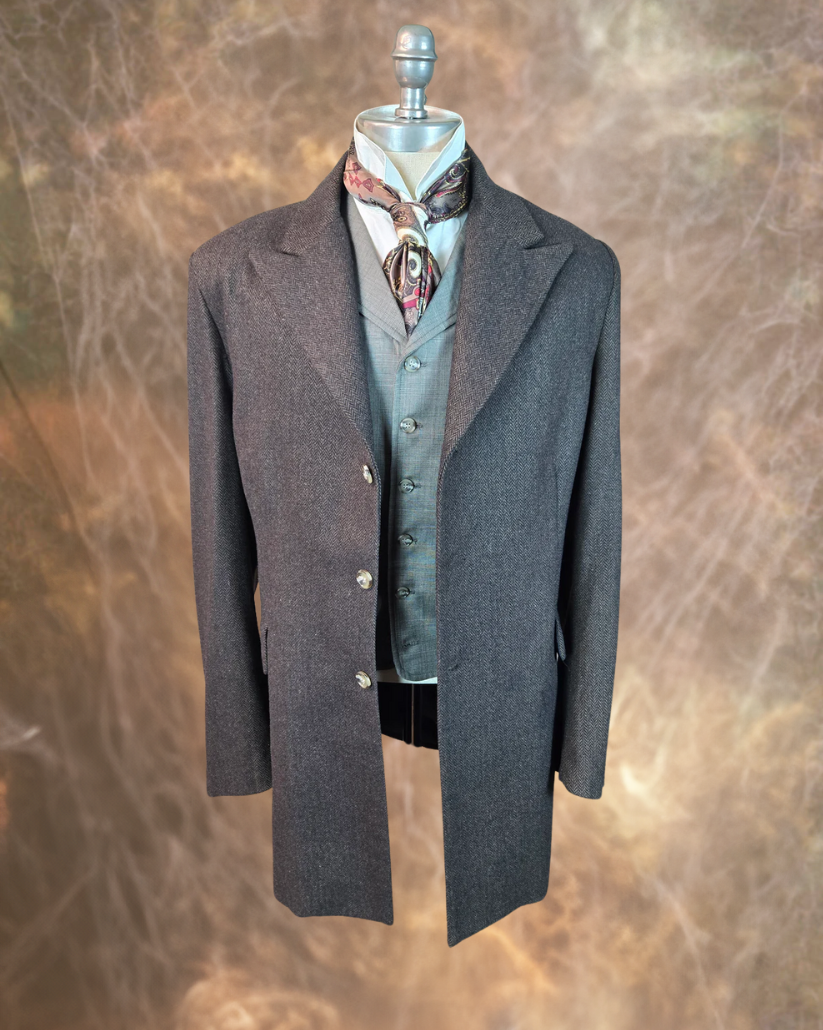 Coffee Brown Herringbone Town Coat | Men's Western Cut Blazer & Heritage Jacket | Frontier by Lawrence Scott 40 Coffee Brown Herringbone Town Coat | Men's Western Cut Blazer & Heritage Jacket | Frontier by Lawrence Scott 40