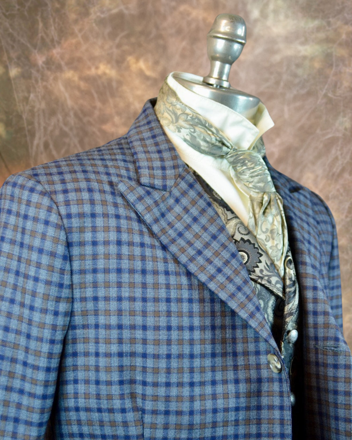 Men's Town Coat - Smokey Grey, Navy and Brown Check #968-B