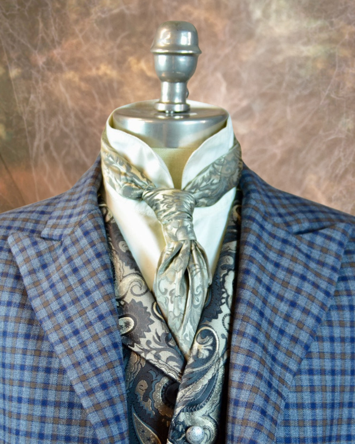 Men's Town Coat - Smokey Grey, Navy and Brown Check #968-B