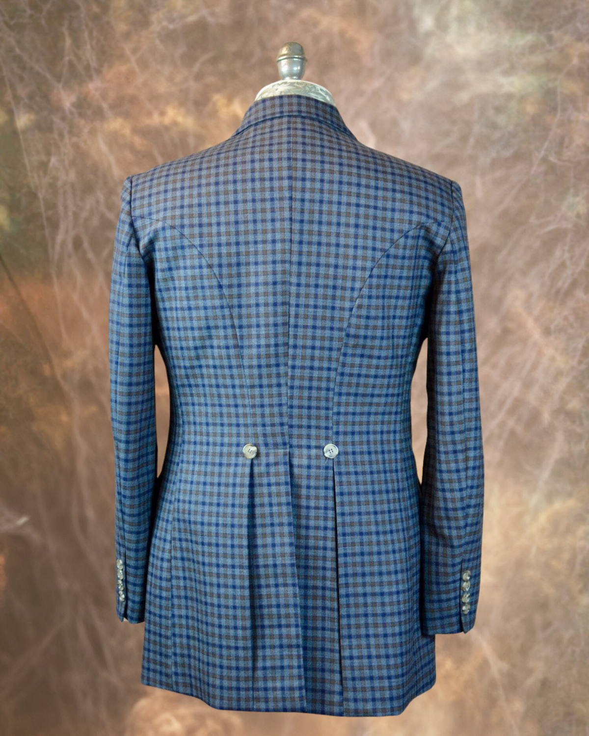 Men's Town Coat - Smokey Grey, Navy and Brown Check #968-B