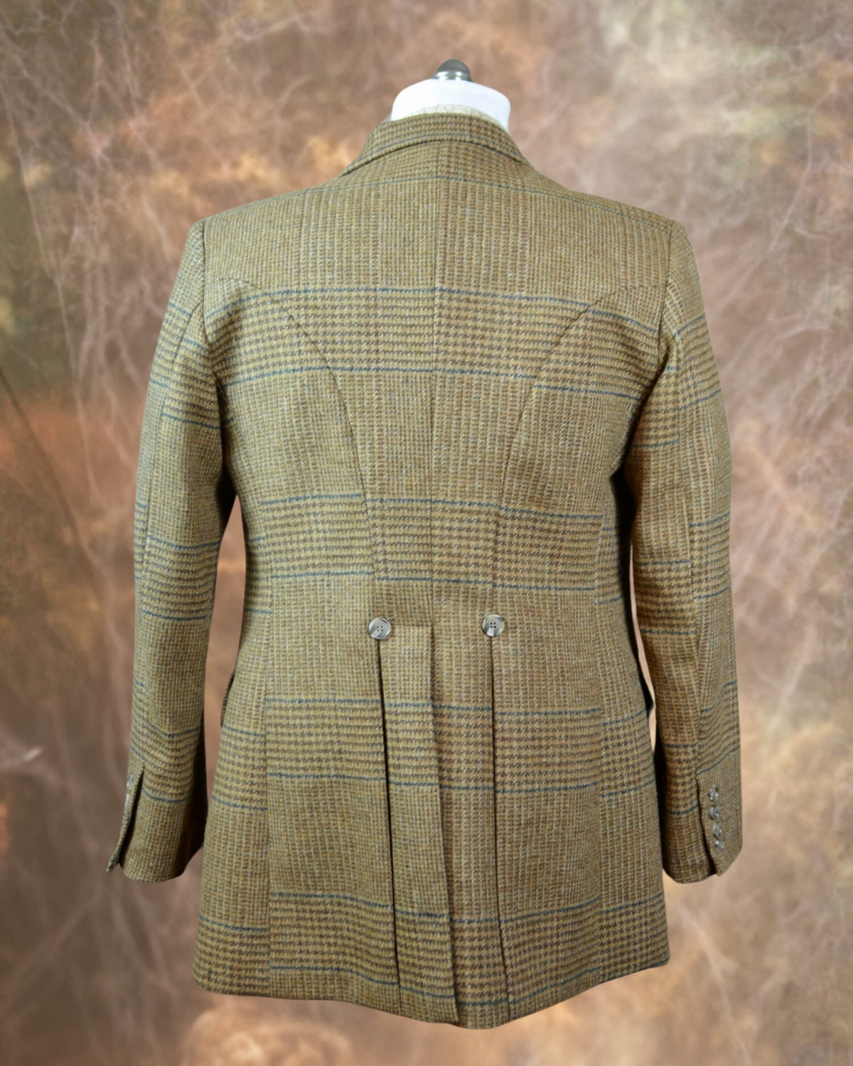 Men's Town Coat - Tan and Brown Glen Plaid with Green Windowpane