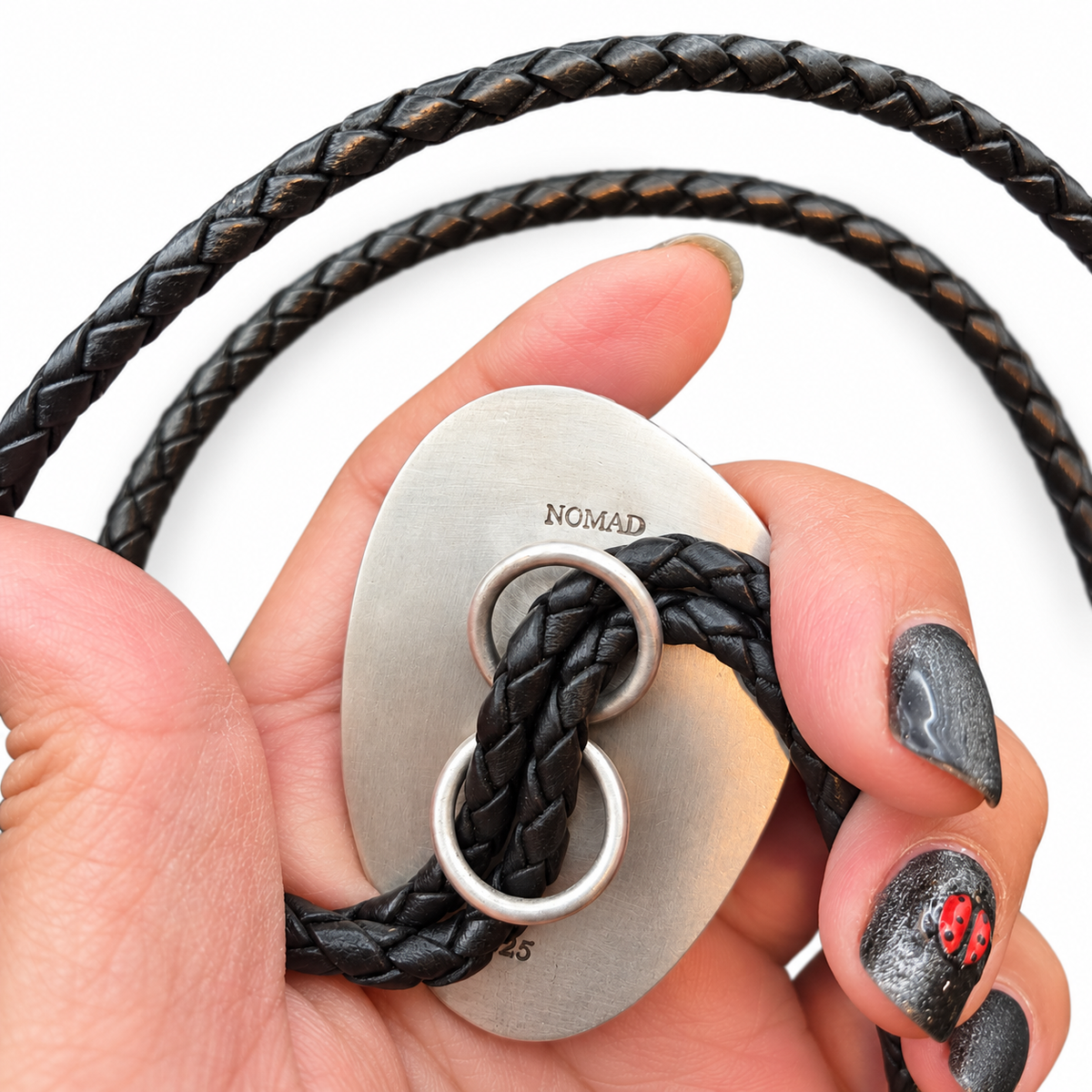 NOMAD Sterling Silver Spiderweb Turquoise Bolo Tie