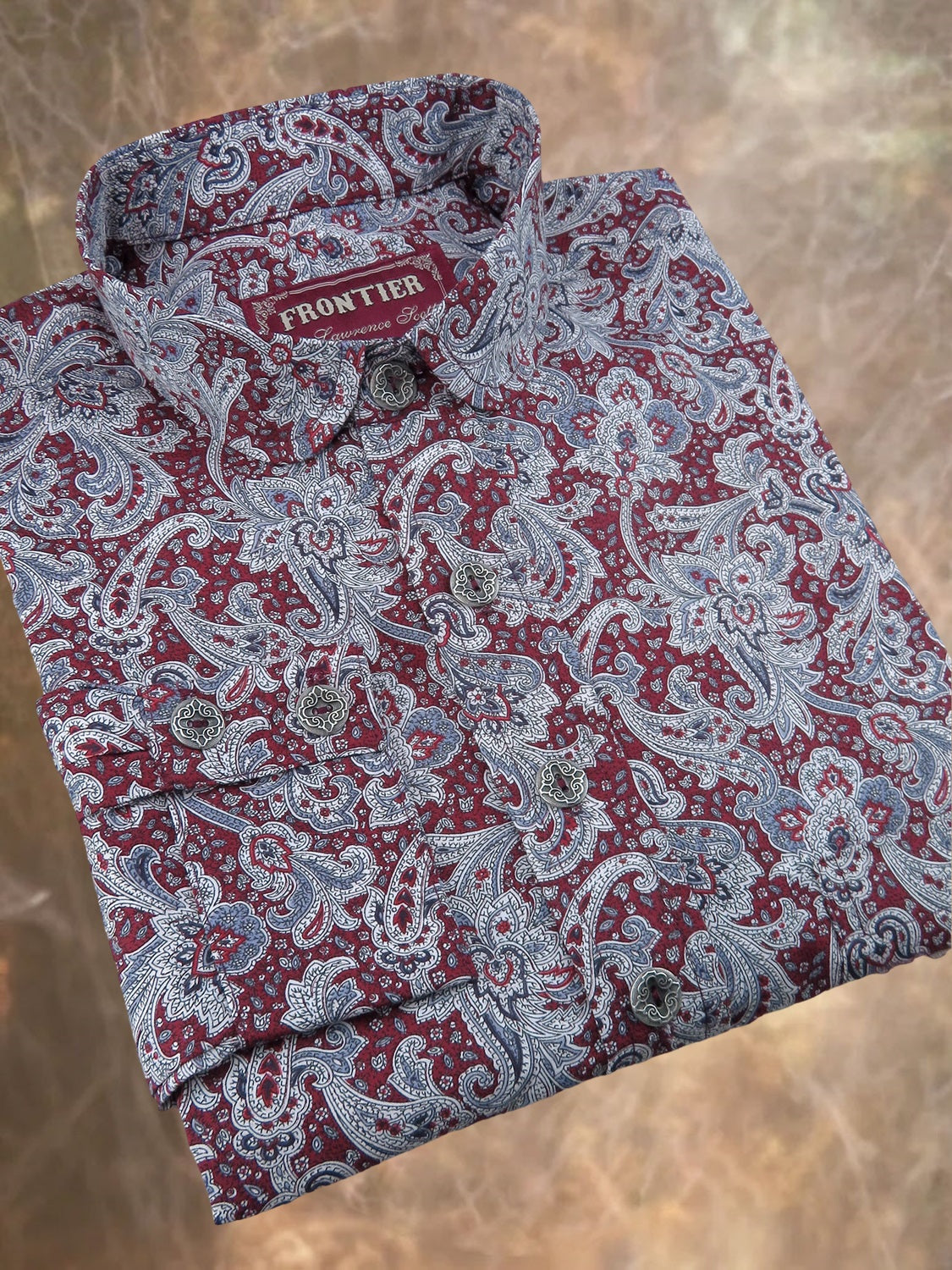 Durango Paisley in Burgundy and Periwinkle Men's Dakota Shirt