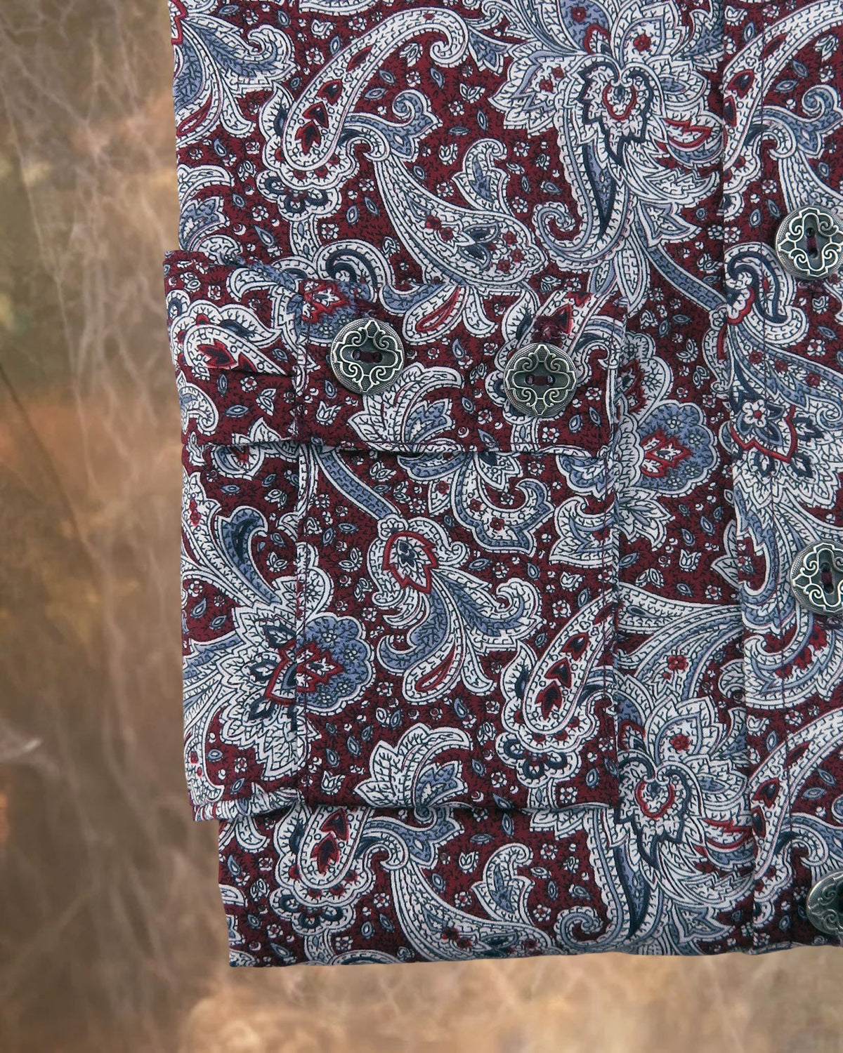 Durango Paisley in Burgundy and Periwinkle Men's Dakota Shirt