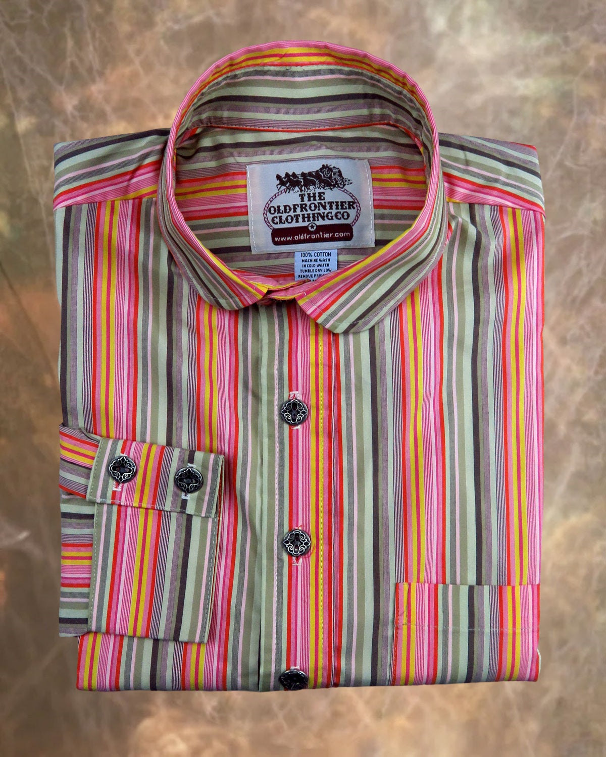 Pink Peach Yellow Stripe Dakota Shirt