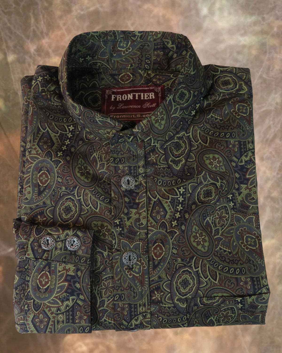 Olive and Burgundy Paisley Men's Dakota Shirt