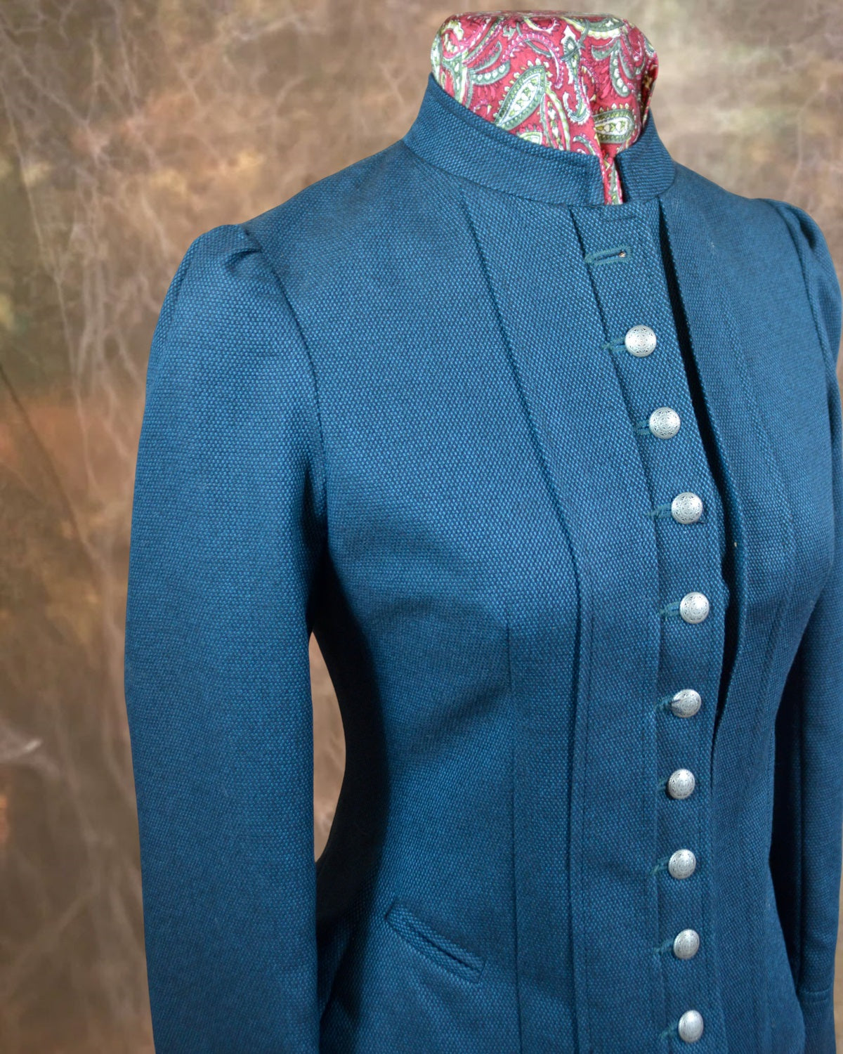Women's Victoriana Peplum Coat – Nailhead Teal