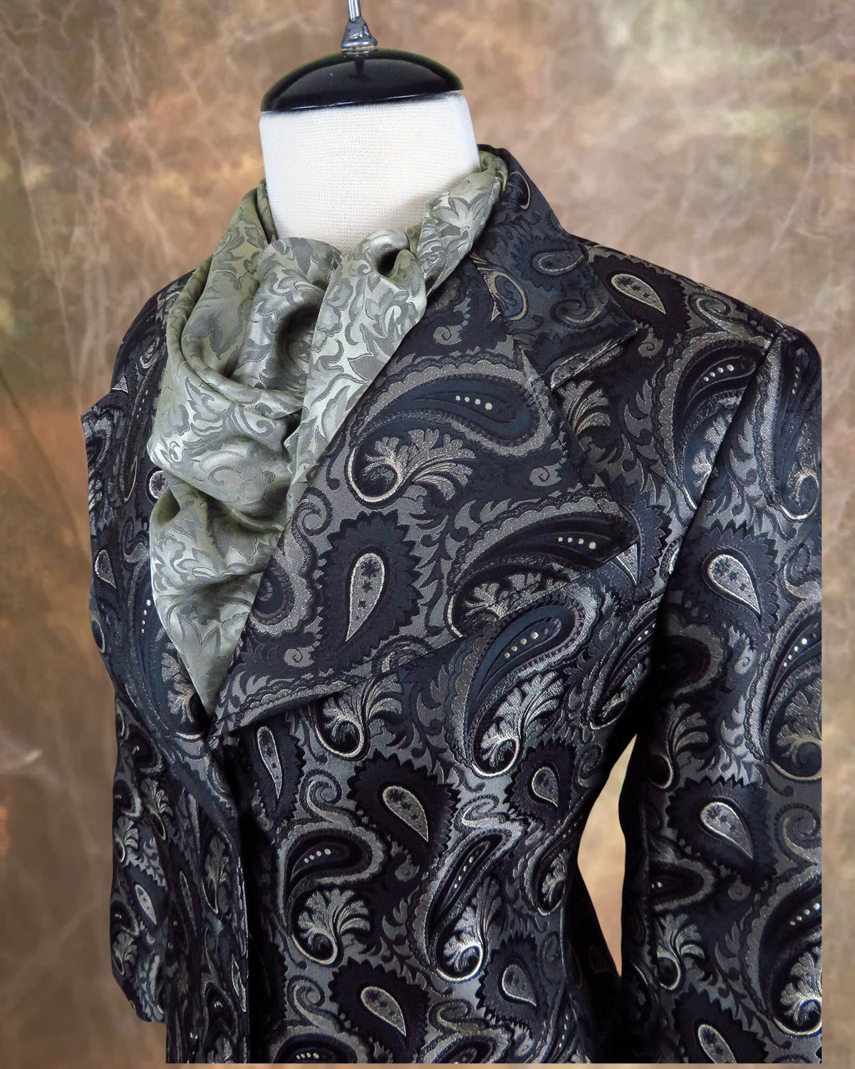 Women's Brown Paisley Brocade Tailored Frock Coat
