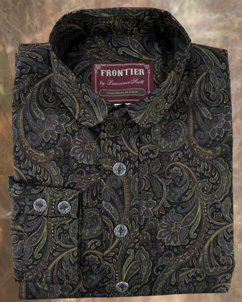 New Orleans Purple and Green Floral Paisley Men's Dakota Shirt FRONTIER New Orleans Purple and Green Floral Paisley Men's Dakota Shirt FRONTIER