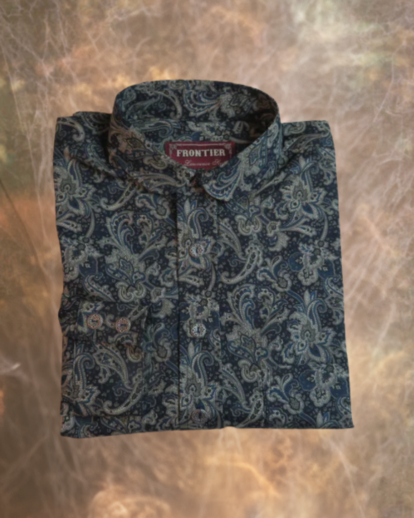 Dark Blue, Tan and Grey Paisley Men's Dakota Shirt