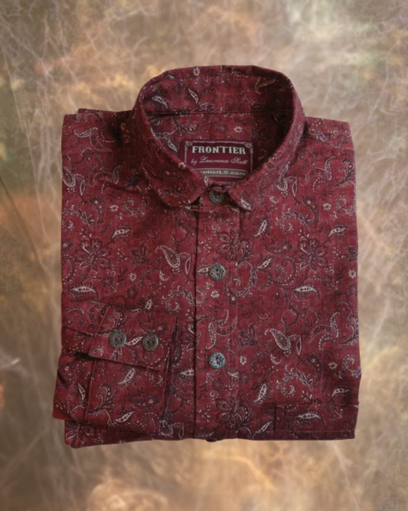 Cranberry Paisley Homespun Men's Dakota Shirt