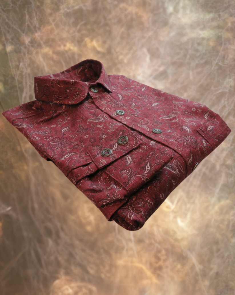 Cranberry Paisley Homespun Men's Dakota Shirt