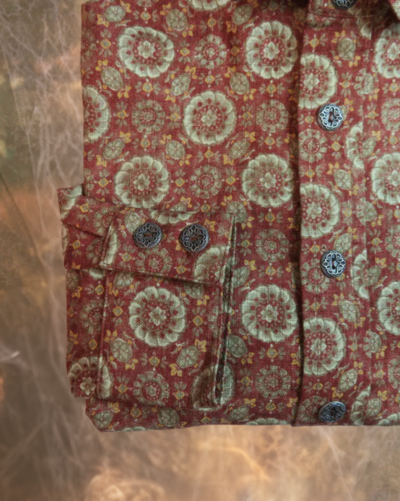 Rust Geometric Homespun Men's Dakota Shirt