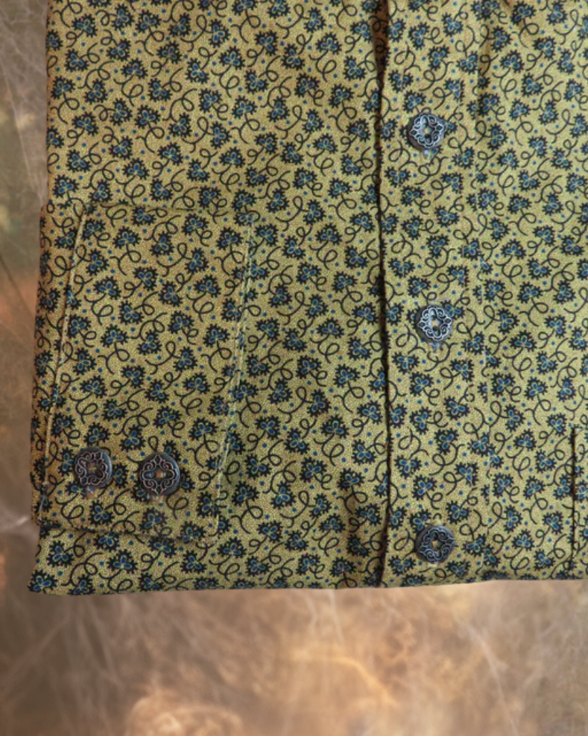 Yellow and Blue Blossom Men's Dakota Shirt