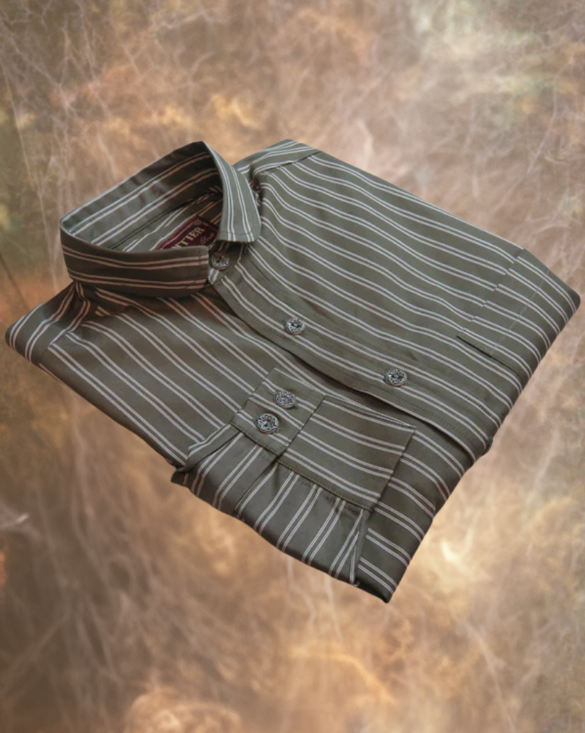Dark Grey and White Stripe Men's Dakota Shirt