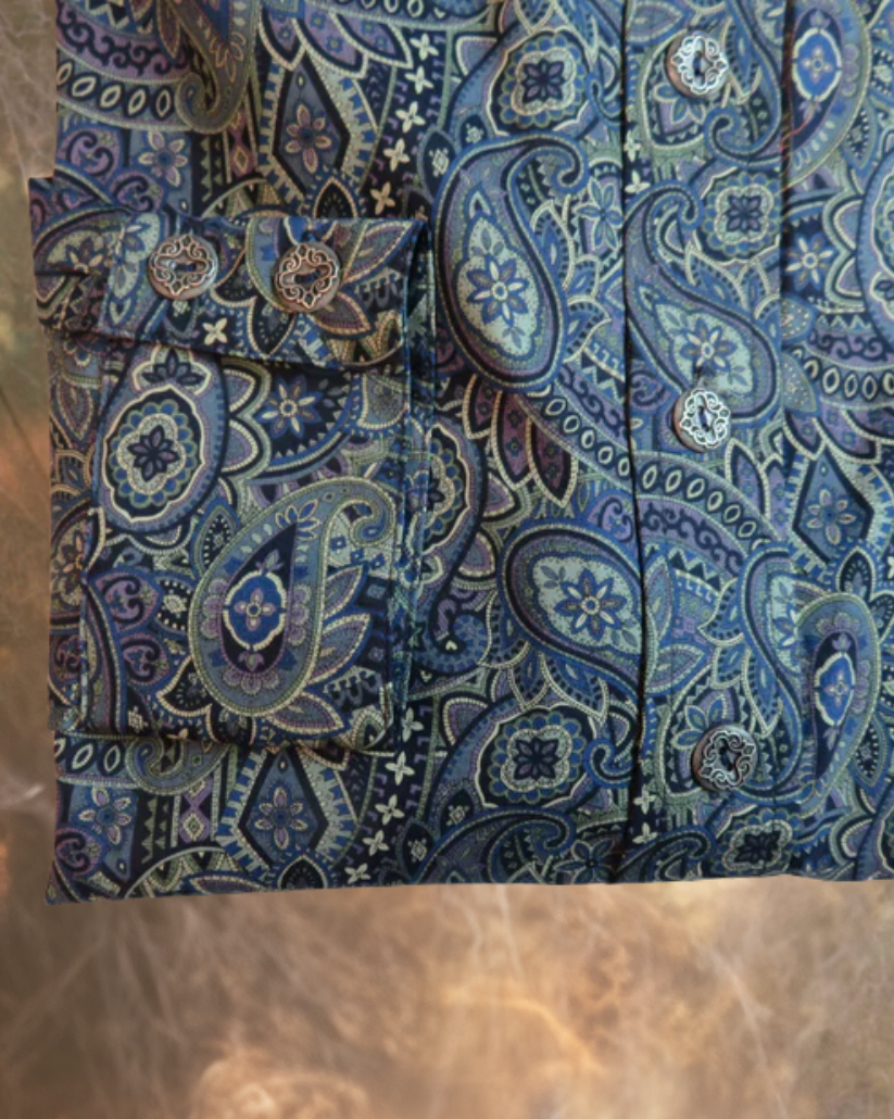 Dark Grey and Blue Paisley - Men's Dakota Shirt