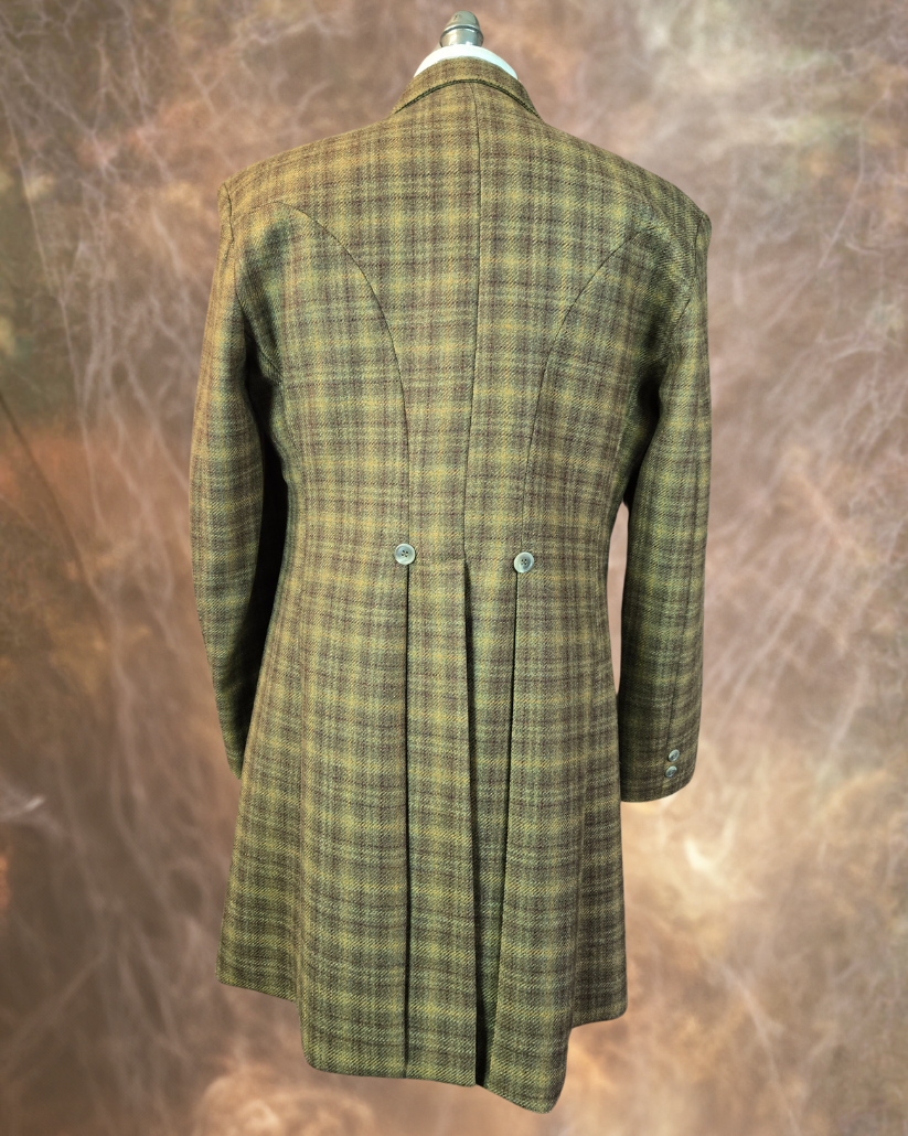 Men's Frock Coat - Brown with Burgundy Glen Plaid